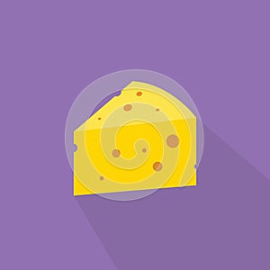 Piece of cheese icon, flat design style, vector illustration