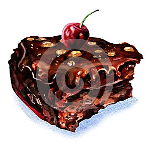 Piece of chocolate cake with cherry