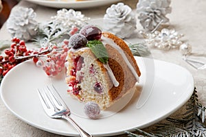 Piece of Christmas Cranberry Cake