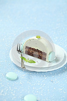 Piece of Christmas Mint Chocolate Yule Log