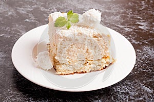 Piece of coconut Cake