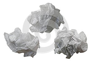 Piece crumpled paper isolated on white background with clipping path