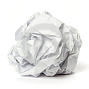 Crumpled paper isolated on white background photo
