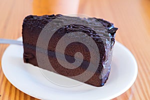 Piece of delicious chocolate cake.