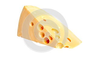 Piece of Dutch cheese with holes