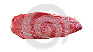 Piece of fresh raw meat on a white background