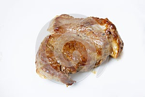 Piece of fried meat on a white background