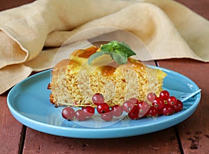 Piece of fruit cake pie decorations currant