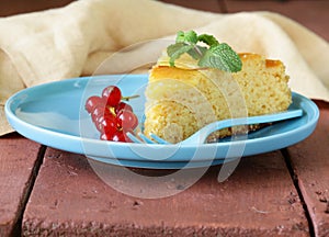 Piece of fruit cake pie decorations currant