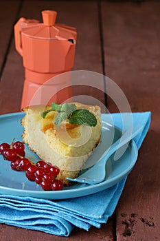 Piece of fruit cake pie decorations currant