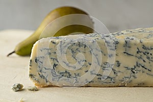 Piece of Gorgonzola picante cheese close up photo
