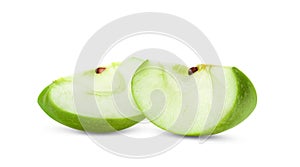 Piece of green apple on a white background