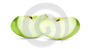 Piece of green apple on a white background