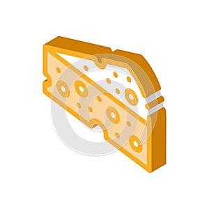 Piece of hard cheese isometric icon vector illustration