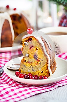 Piece of holiday bundt cake