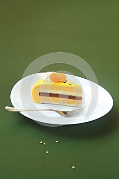 Piece of Honey, Sea-buckthorn and Apricot Yellow Entremet Cake