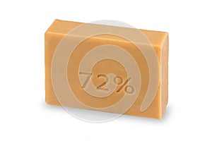 A piece of household soap 72 percent fat, isolate on a white background