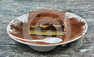 Piece of Italian dessert , tiramisu