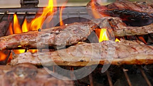 Piece of lamb steak grilled and sprinkled with seasoning