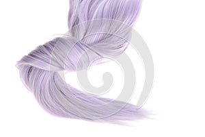 A piece of mauve color hair with a twist