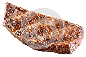 Piece of meat Isolated on white. Grilled Beef Steak.