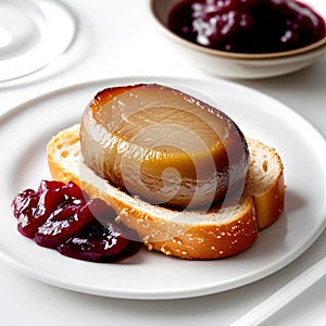 A piece of meat with jam