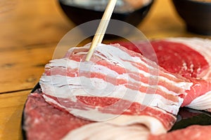 Piece of meat for Shabu hotpot japanese food