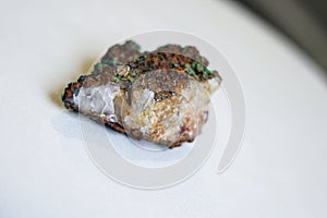 Piece of natural azurite with malachite with white background.