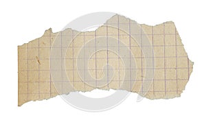 a piece of old squared paper on a white background