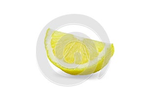 Piece of organic lemon on white isolated background with clipping path. Fresh lemon have high vitamin C and delicious sour taste