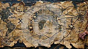 A piece of paper displaying a detailed map with various locations and markings