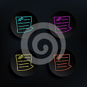 Piece of paper with a pin sketch dark badge color set icon. Simple thin line, outline vector of education icons for ui and ux,