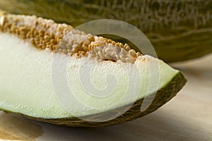 Piece of Piel de sapo melon close up photo
