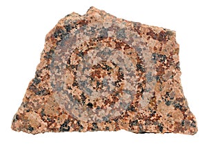 Piece of Polished Red Granite Isolated on White Background