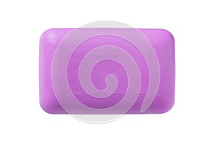 Piece of toilet purple or violet soap isolated on white background