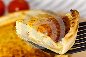 Piece of Quiche Lorraine ,close up