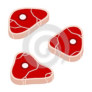 Piece of raw meat. Brown fried surface