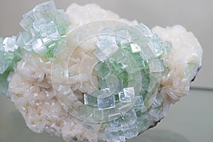 A piece of raw mineral. Apophyllite close-up