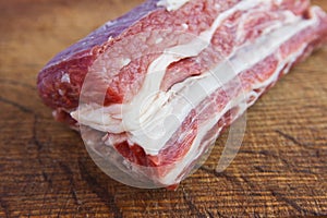 A piece of raw pork belly