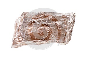 piece of raw smoky quartz rock isolated on white