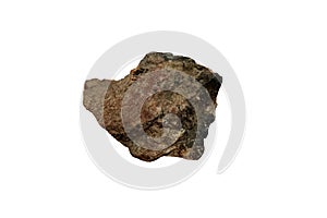 Piece raw of Wolframite isolated on white background.