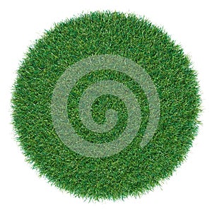 Piece of round shape grass isolated as background