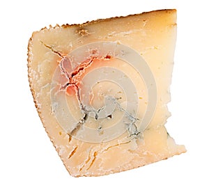 Piece of rustic blue, matured cheese. Organic, from cows milk.