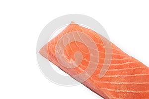 Piece of salmon fillet isolated on white background.
