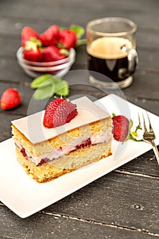 Piece of strawberry cake