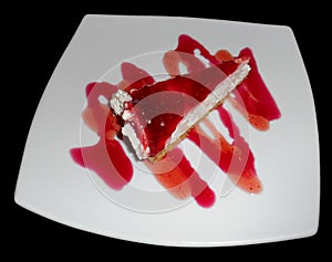Piece of strawberry cheescake, isolated
