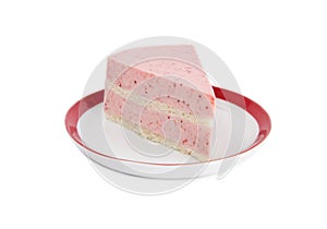 Piece of strawberry yoghurt cake
