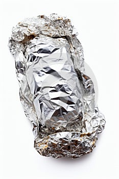Piece of tin foil with brown substance on it. Generative AI