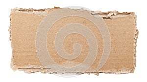 Piece of torn cardboard on a white background. Torn cardboard isolate