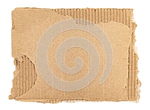 Piece of torn cardboard on a white background. Torn cardboard isolate